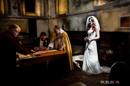 Bride photo in church, signing register